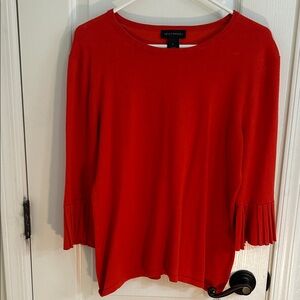 Investments Vibrant Red Blouse with Pleated Sleeves